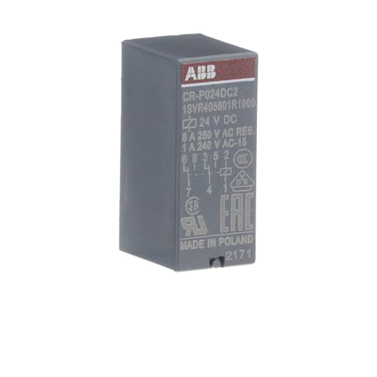 CR-P024DC2 Pluggable interface relay 2c/o, A1-A2=24VDC, 250V/8A
