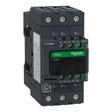 Contactor, TeSys Deca, 3P(3 NO), AC-3/AC-3e, 0 to 440V, 66A, 100 to 250V AC/DC, EverLink