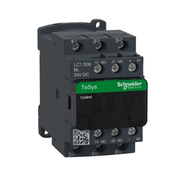 Contactor, TeSys Deca, 3P(3 NO), AC-3/AC-3e, 0 to 440V, 9A, 24VDC low consumption coil