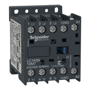 Contactor, TeSys K, 3P, AC-3/AC-3e,<=440V 9A, aux. 1NO, 230...240V AC coil