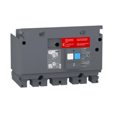 Earth-leakage add-on protection module, EasyPact CVS 250, 200 VAC to 440 VAC, 30 mA to 10 A, 4 poles