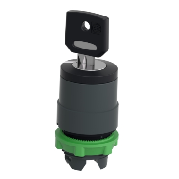 Harmony XB5, Key switch selector head, plastic, black, Ø22, key 455, 2 positions, stay put
