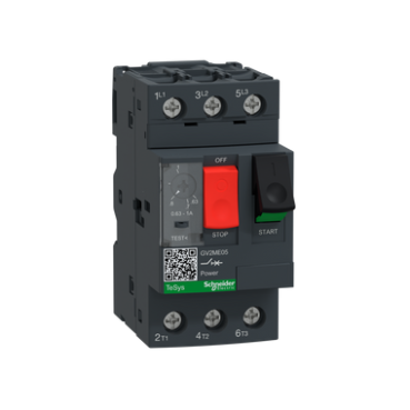 Motor circuit breaker, TeSys deca, 3P, 0.63-1 A, thermal magnetic, screw clamp terminals, code: GV2ME05AP, image