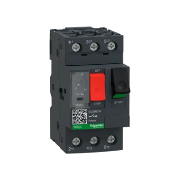 Motor circuit breaker, TeSys deca, 3P, 2.5-4 A, thermal magnetic, screw clamp terminals, code: GV2ME08AP, image
