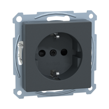 Socket-outlet, Merten System M, mechanism with fixing frame, 2P + E, 16A, Schuko, screwless terminals, matt, anthracite, code: MTN2300-0414, image