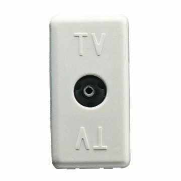 [GW20228] COAXIAL TV RESISTIVE SOCKET-OUTLET - IEC FEMALE CONNECTOR 9,5mm - DIRECT - 1 MODULE - SYSTEM WHITE