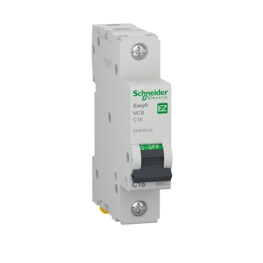 [EZ9F35116] Circuit breaker, Easy 9, 1P, 16 A, curve C, 6000 A