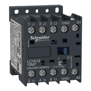 [LC1K1610U7] Contactor, TeSys K, 3P, AC-3/AC-3e,<=440V 16A, aux. 1NO, 230...240V AC coil