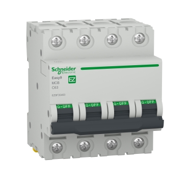 [EZ9F35463] EZ9F35463 Miniature Circuit Breaker, Easy9, 4P, 63 A, C Curve, 6000 A