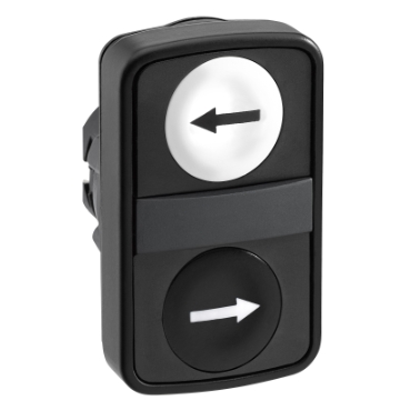 [ZB5AA7213] Head for double headed push button, Harmony XB5, White flush and black flush pushbutton Ø22 mm with marking