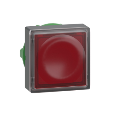 [ZB5CW343] Head for illuminated push button, Harmony XB5, red square square flush 22mm, universal LED, for insertion of legend