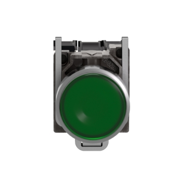 [XB4BW33B5] Illuminated push button, Harmony XB4, metal, green flush, 22mm, universal LED, plain lens, 1NO + 1NC, 24V AC DC